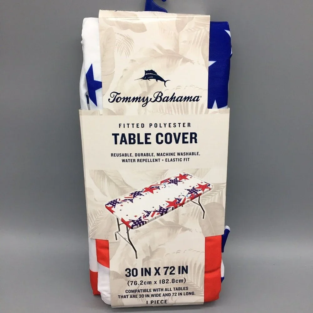 Tommy Bahama Patriotic Stars Table Cover Tablecloth Fitted Polyester 4th of July